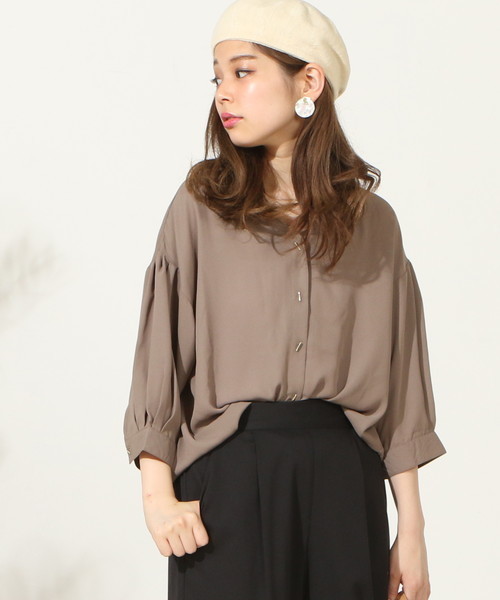 natural couture(ナチュラルクチュール)の「おしゃれ釦ボリュームスリーブ(シャツ/ブラウス・レディース・オレンジ系その他/ストライプ/アイボリー/カーキ・FREE)」の18枚目の写真