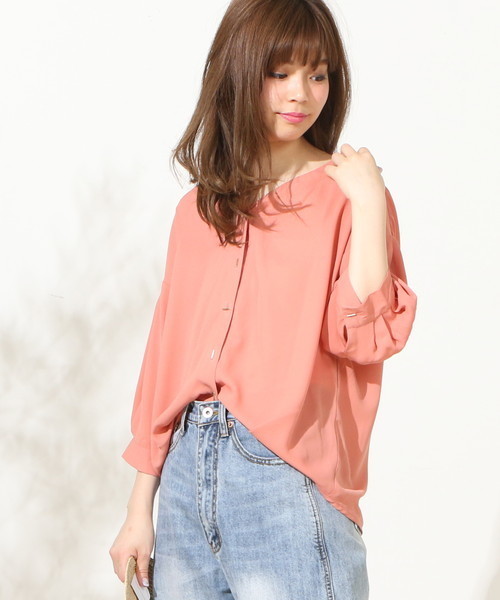 natural couture(ナチュラルクチュール)の「おしゃれ釦ボリュームスリーブ(シャツ/ブラウス・レディース・オレンジ系その他/ストライプ/アイボリー/カーキ・FREE)」の20枚目の写真