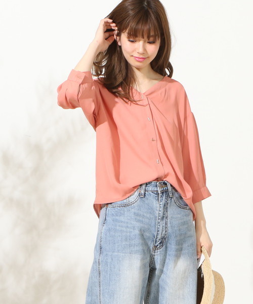 natural couture(ナチュラルクチュール)の「おしゃれ釦ボリュームスリーブ(シャツ/ブラウス・レディース・オレンジ系その他/ストライプ/アイボリー/カーキ・FREE)」の21枚目の写真