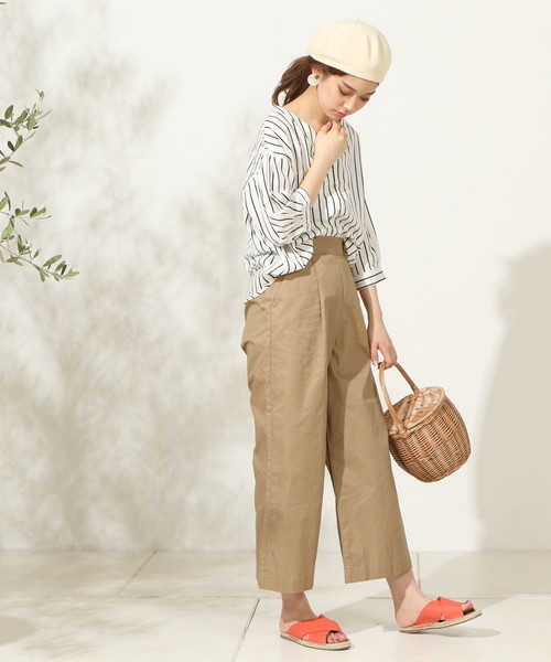 natural couture(ナチュラルクチュール)の「おしゃれ釦ボリュームスリーブ(シャツ/ブラウス・レディース・オレンジ系その他/ストライプ/アイボリー/カーキ・FREE)」の22枚目の写真