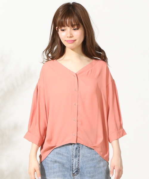 natural couture(ナチュラルクチュール)の「おしゃれ釦ボリュームスリーブ(シャツ/ブラウス・レディース・オレンジ系その他/ストライプ/アイボリー/カーキ・FREE)」の12枚目の写真