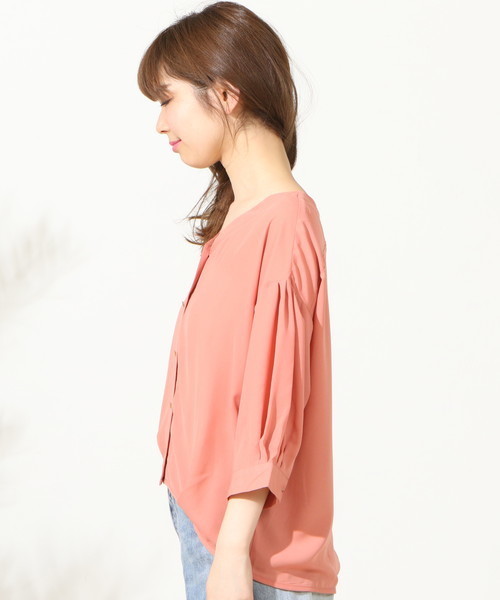 natural couture(ナチュラルクチュール)の「おしゃれ釦ボリュームスリーブ(シャツ/ブラウス・レディース・オレンジ系その他/ストライプ/アイボリー/カーキ・FREE)」の13枚目の写真