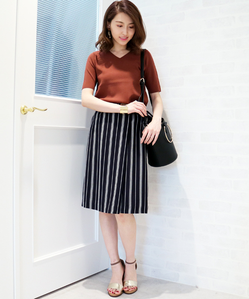 N.(N. Natural Beauty Basic)(エヌエヌナチュラルビューティーベーシック)の「サイドリボンラップスカート(スカート・レディース・ホワイト/ブラウン/ダークネイビー・MEDIUM)」の13枚目の写真