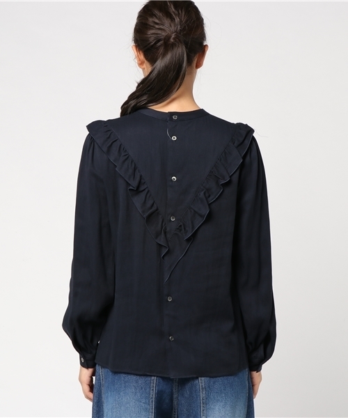 Prefer SHIPS（プリファーシップス）の「Prefer SHIPS: フリルVデザインブラウス（シャツ/ブラウス・レディース・オフホワイト/ネイビー・ONE SIZE）」の5枚目の写真