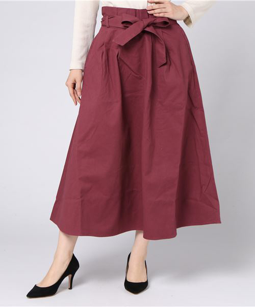 earth music&ecology(アースミュージックアンドエコロジー)の「・ウエストリボンタックスカート(スカート・レディース・ベージュ/パープル/ブラック/ダークグリーン・FREE)」の13枚目の写真