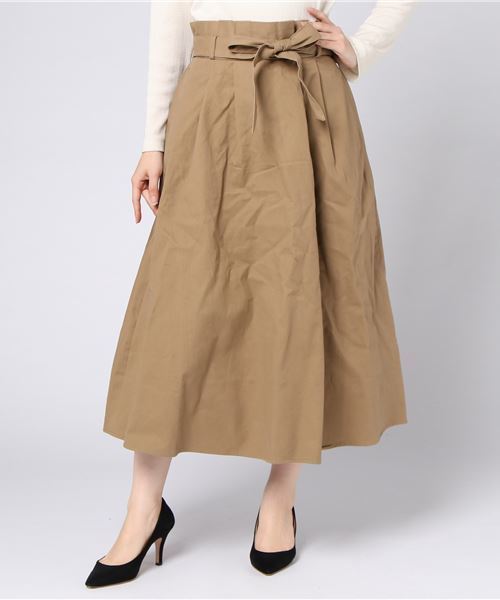 earth music&ecology(アースミュージックアンドエコロジー)の「・ウエストリボンタックスカート(スカート・レディース・ベージュ/パープル/ブラック/ダークグリーン・FREE)」の3枚目の写真