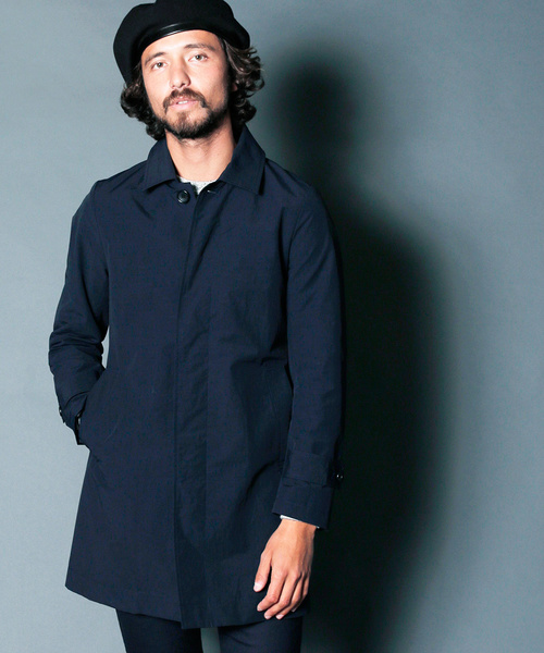 Magine（マージン）の「NYLON WEATHER STAIN COLLAR COAT:ナイロンウェザー ステンカラーコート（ステンカラーコート・メンズ・ブラック/ベージュ/ネイビー/オリーブ・44/46/48）」の4枚目の写真