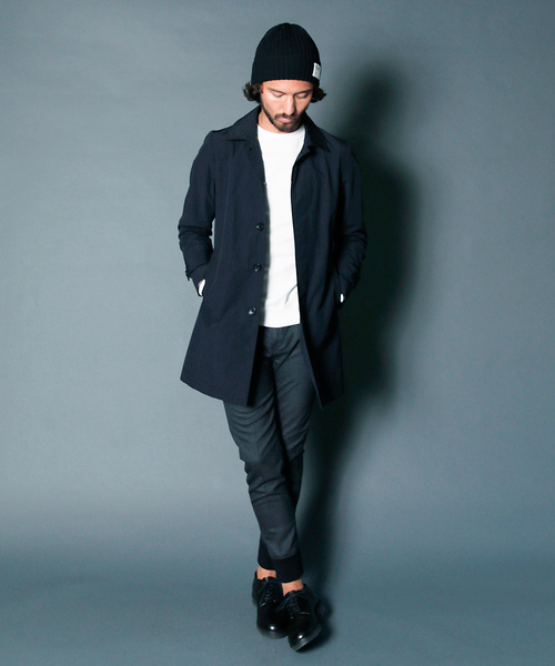 Magine（マージン）の「NYLON WEATHER STAIN COLLAR COAT:ナイロンウェザー ステンカラーコート（ステンカラーコート・メンズ・ブラック/ベージュ/ネイビー/オリーブ・44/46/48）」の8枚目の写真