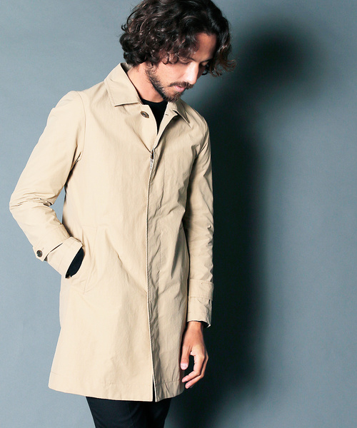 Magine（マージン）の「NYLON WEATHER STAIN COLLAR COAT:ナイロンウェザー ステンカラーコート（ステンカラーコート・メンズ・ブラック/ベージュ/ネイビー/オリーブ・44/46/48）」の11枚目の写真