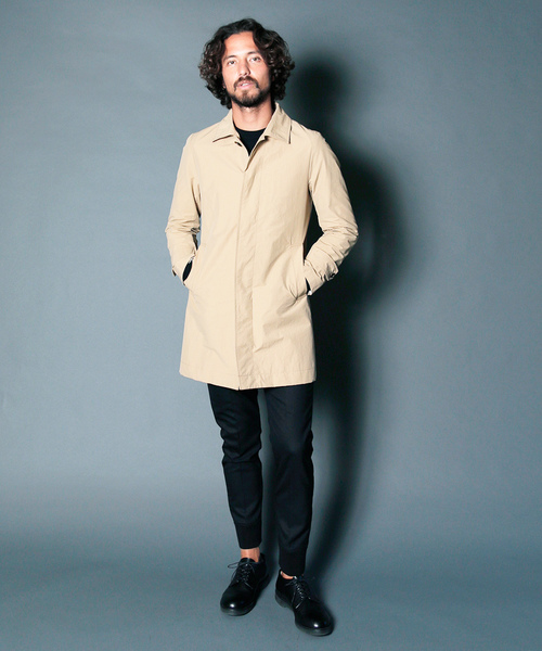 Magine（マージン）の「NYLON WEATHER STAIN COLLAR COAT:ナイロンウェザー ステンカラーコート（ステンカラーコート・メンズ・ブラック/ベージュ/ネイビー/オリーブ・44/46/48）」の12枚目の写真