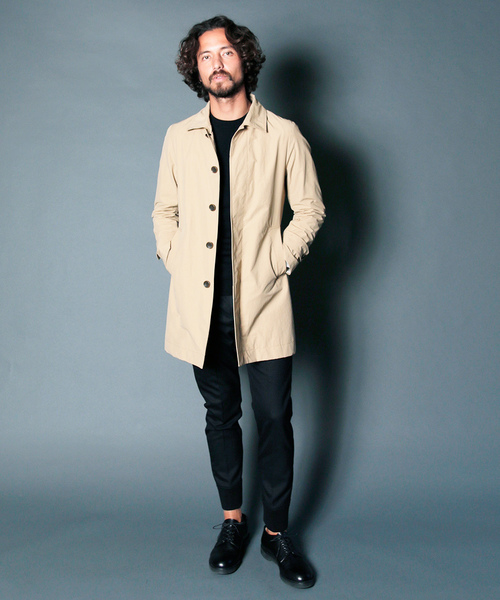 Magine（マージン）の「NYLON WEATHER STAIN COLLAR COAT:ナイロンウェザー ステンカラーコート（ステンカラーコート・メンズ・ブラック/ベージュ/ネイビー/オリーブ・44/46/48）」の13枚目の写真