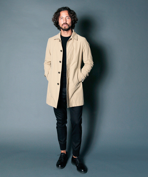 Magine（マージン）の「NYLON WEATHER STAIN COLLAR COAT:ナイロンウェザー ステンカラーコート（ステンカラーコート・メンズ・ブラック/ベージュ/ネイビー/オリーブ・44/46/48）」の14枚目の写真