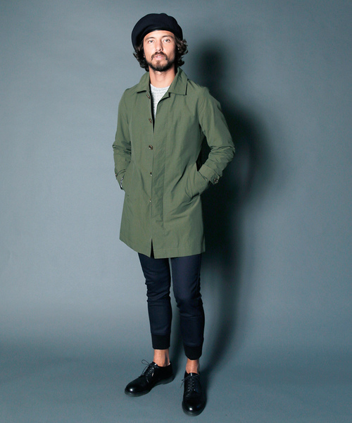 Magine（マージン）の「NYLON WEATHER STAIN COLLAR COAT:ナイロンウェザー ステンカラーコート（ステンカラーコート・メンズ・ブラック/ベージュ/ネイビー/オリーブ・44/46/48）」の17枚目の写真