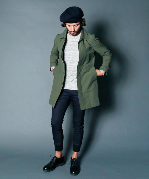 Magine（マージン）の「NYLON WEATHER STAIN COLLAR COAT:ナイロンウェザー ステンカラーコート（ステンカラーコート・メンズ・ブラック/ベージュ/ネイビー/オリーブ・44/46/48）」の18枚目の写真