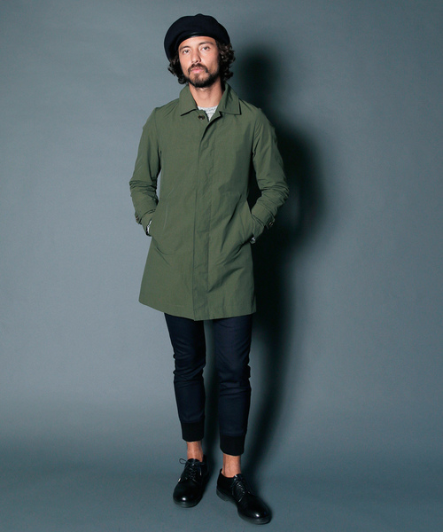 Magine（マージン）の「NYLON WEATHER STAIN COLLAR COAT:ナイロンウェザー ステンカラーコート（ステンカラーコート・メンズ・ブラック/ベージュ/ネイビー/オリーブ・44/46/48）」の19枚目の写真