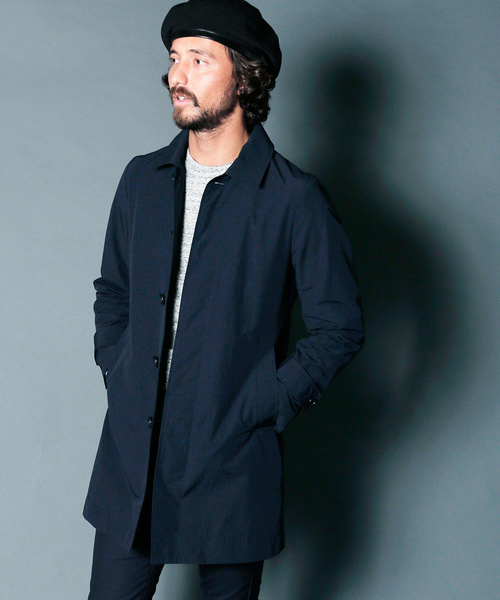 Magine（マージン）の「NYLON WEATHER STAIN COLLAR COAT:ナイロンウェザー ステンカラーコート（ステンカラーコート・メンズ・ブラック/ベージュ/ネイビー/オリーブ・44/46/48）」の20枚目の写真