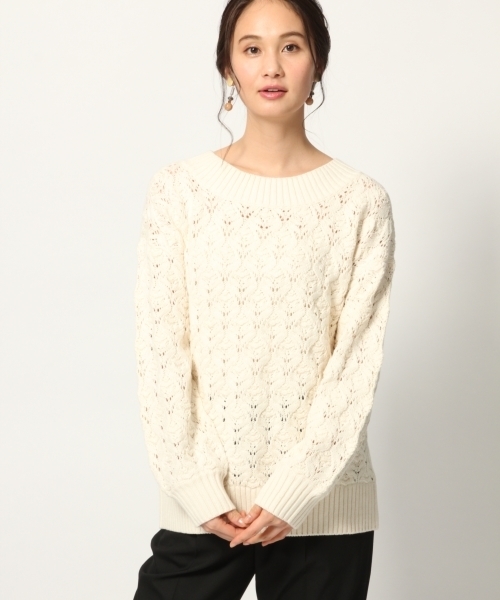 GLOBAL WORK（グローバルワーク）の「スカシアミチュニックプルオーバー/778854（ニット/セーター・レディース・ネイビー/グレー/ホワイト/ライトグリーン・MEDIUM/LARGE）」の6枚目の写真