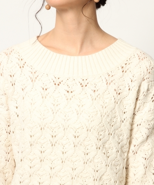 GLOBAL WORK（グローバルワーク）の「スカシアミチュニックプルオーバー/778854（ニット/セーター・レディース・ネイビー/グレー/ホワイト/ライトグリーン・MEDIUM/LARGE）」の5枚目の写真