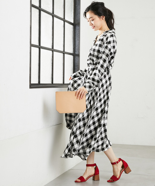 RIVE DROITE(リヴドロワ)の「【洗える】トロミチェックイレヘムスカート(スカート・レディース・ホワイト×ブラック/ホワイト×ピンク・FREE)」の1枚目の写真