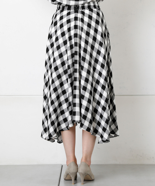 RIVE DROITE(リヴドロワ)の「【洗える】トロミチェックイレヘムスカート(スカート・レディース・ホワイト×ブラック/ホワイト×ピンク・FREE)」の11枚目の写真