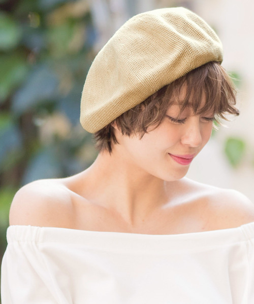 KOBE LETTUCE（コウベレタス）の「春夏も小物プラスでコーデをランクアップ！サマーニット素材ベレー帽/レディース/帽子[J503]神戸レタス（ハンチング/ベレー帽・レディース・グレー/ライトベージュ/アイボリー/ネイビー/ピンク/ブラック・FREE）」の5枚目の写真
