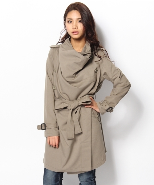 SLY LANG（スライラング）の「13Sドレープトレンチコート（トレンチコート・レディース・ライトパープル/ブラック/ベージュ/カーキ・FREE）」の3枚目の写真