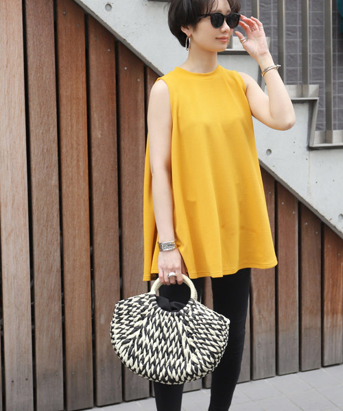 coca（coca）（コカ）の「ミックス編み半月型リングハンドルペーパーバッグ（かごバッグ・レディース・ブラック・ONE SIZE）」の7枚目の写真