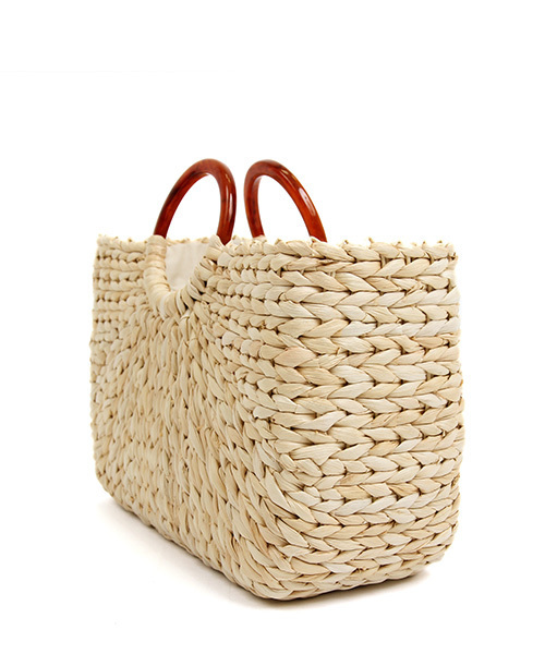 RANDA（ランダ）の「マーブルハンドルカゴバッグ（かごバッグ・レディース・ベージュ/ブラウン・FREE）」の3枚目の写真