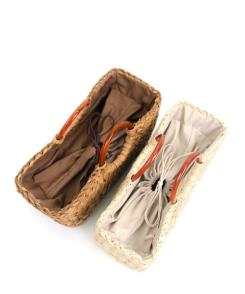 RANDA（ランダ）の「マーブルハンドルカゴバッグ（かごバッグ・レディース・ベージュ/ブラウン・FREE）」の5枚目の写真