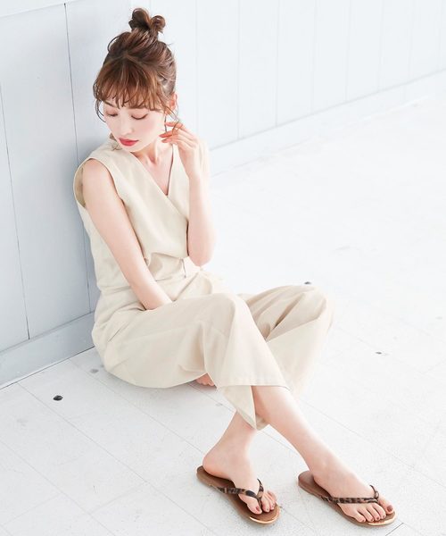 KOBE LETTUCE(コウベレタス)の「リネンサイドベルトノースリーブトップス【セットアップOK】(シャツ/ブラウス・レディース・ネイビー/カーキ/オレンジ/ホワイト系その他・FREE)」の8枚目の写真