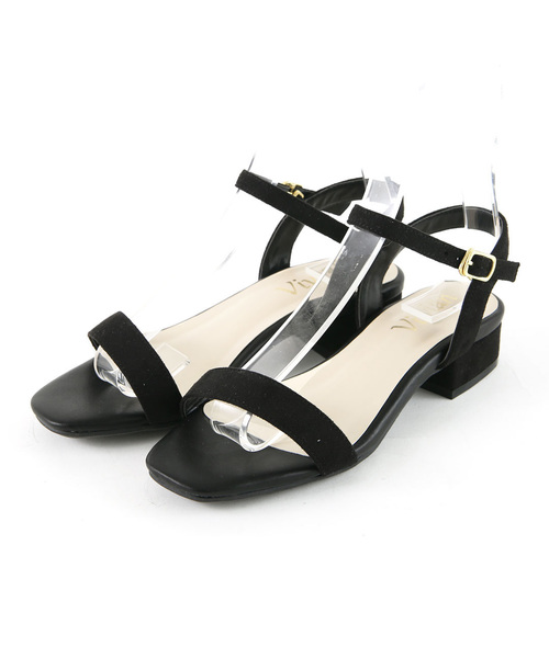 VIVIAN（ヴィヴィアン）の「スクエアトゥネックベルトローヒールサンダル（サンダル・レディース・シルバー/スモークグレー/ブラック系その他/ライトパープル/パイソン/ブラック系その他3/ベージュ系その他3/ブルー系その他3/イエロー系その他3/ペールイエロー/ピンク系その他3/レッド系その他2・LL/SS/S/M/L）」の3枚目の写真