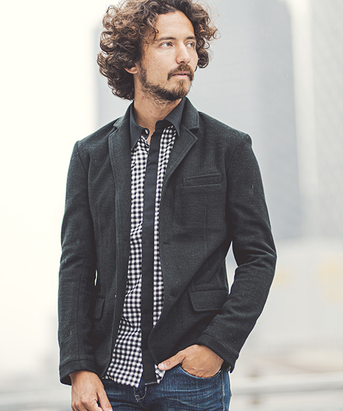 CAMBIO�i�J���r�I�j�́umj6493-Melange Knit sew Tailored Jacket�@�e�[���[�h�W���P�b�g�i�e�[���[�h�W���P�b�g�j�v�b�u���b�N