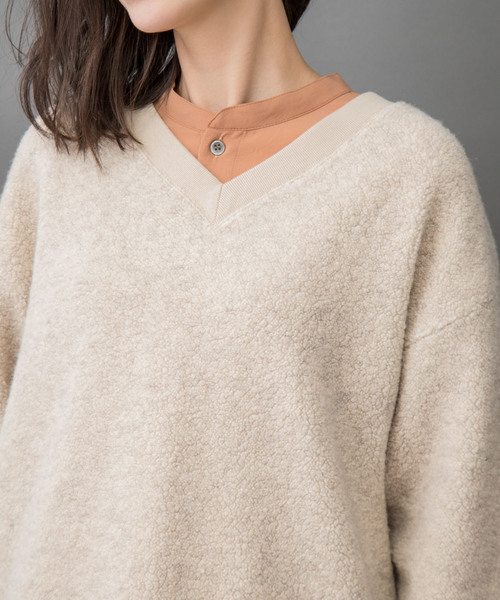 Munich(ミューニック)の「シープパイル Vネックプルオーバー(Tシャツ/カットソー・レディース・グレー/モカ/オートミール・FREE)」の11枚目の写真