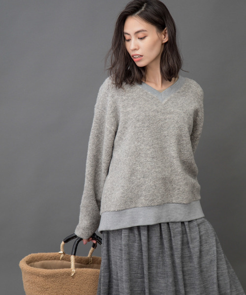 Munich(ミューニック)の「シープパイル Vネックプルオーバー(Tシャツ/カットソー・レディース・グレー/モカ/オートミール・FREE)」の21枚目の写真