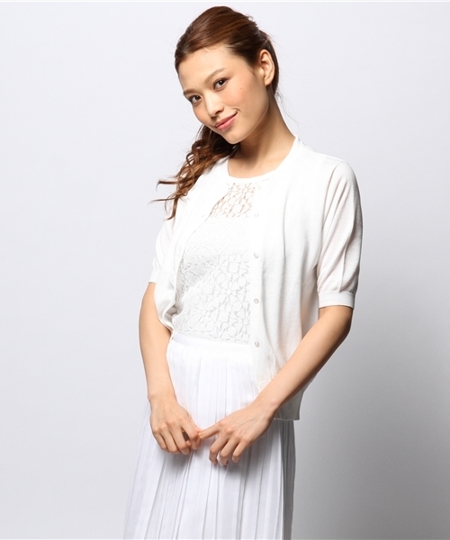 Liesse（リエス）の「半袖カーデ（カーディガン/ボレロ・レディース・ホワイト/ブラック/グレー/ブルー/ダークブラック/トップグレー・9）」の2枚目の写真