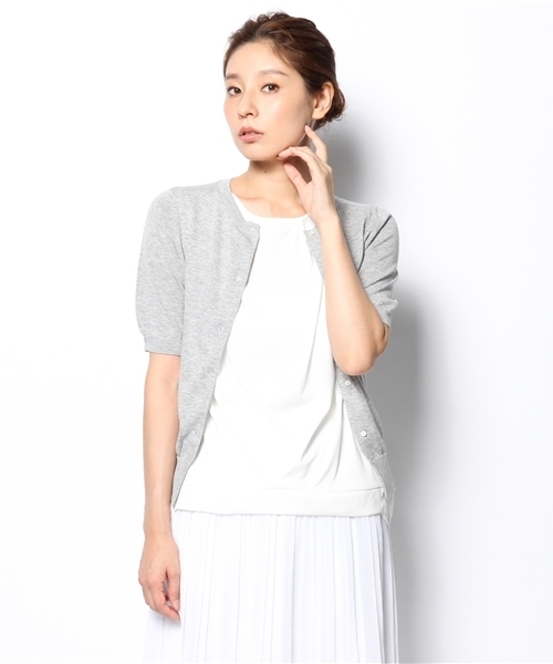 Liesse（リエス）の「半袖カーデ（カーディガン/ボレロ・レディース・ホワイト/ブラック/グレー/ブルー/ダークブラック/トップグレー・9）」の5枚目の写真