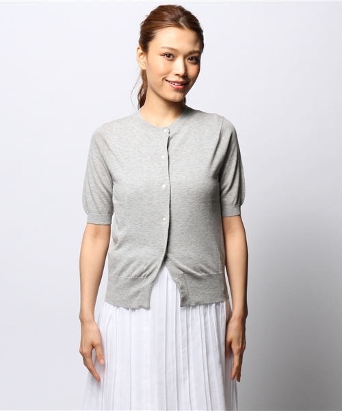 Liesse（リエス）の「半袖カーデ（カーディガン/ボレロ・レディース・ホワイト/ブラック/グレー/ブルー/ダークブラック/トップグレー・9）」の9枚目の写真