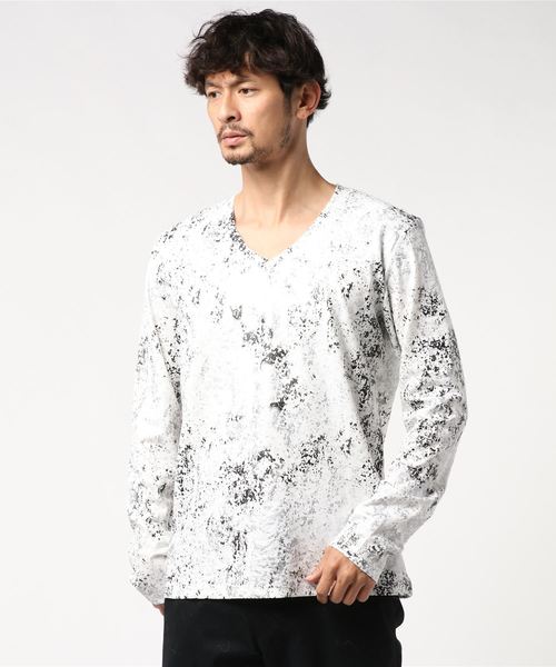 Tornado Tornado トップス Mart トルネードマート のファッション Mart スプラッシュレオパードプリント長袖カットソー Tシャツ カットソー Tornado