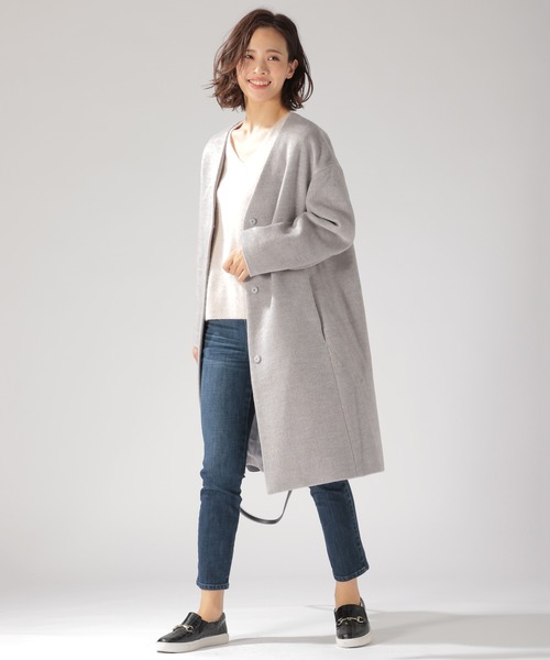 BAYFLOW（ベイフロー）の「ウールコンVネックコート（その他アウター・レディース・ライトグレー/ライトブルー/ベージュ・SMALL/MEDIUM）」の14枚目の写真