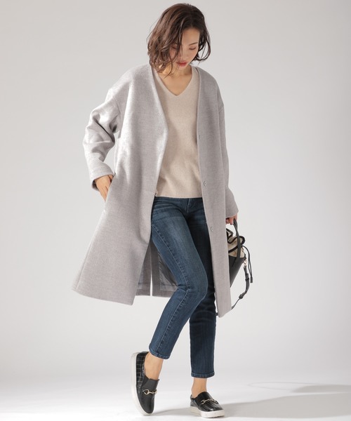 BAYFLOW（ベイフロー）の「ウールコンVネックコート（その他アウター・レディース・ライトグレー/ライトブルー/ベージュ・SMALL/MEDIUM）」の5枚目の写真