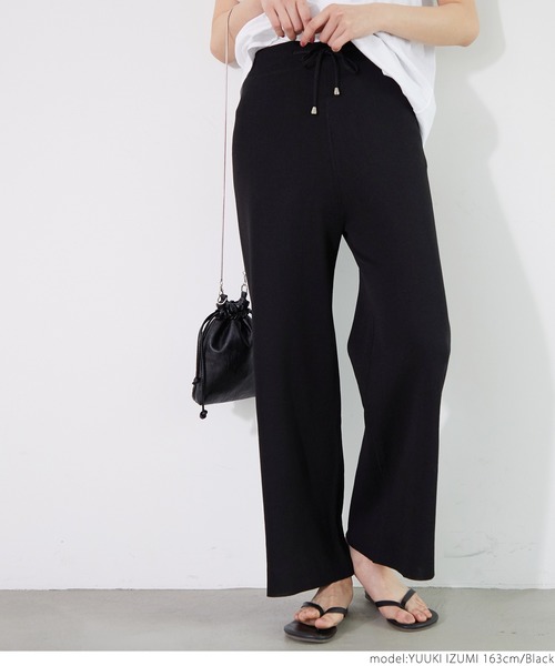 coca(coca)(コカ)の「サマーニットワイドパンツ(その他パンツ・レディース・グレー/ブラック・ONE SIZE)」の1枚目の写真