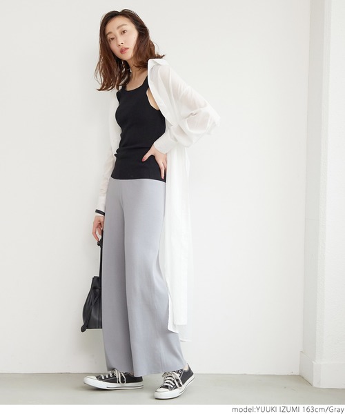 coca(coca)(コカ)の「サマーニットワイドパンツ(その他パンツ・レディース・グレー/ブラック・ONE SIZE)」の7枚目の写真