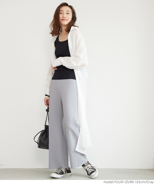 coca(coca)(コカ)の「サマーニットワイドパンツ(その他パンツ・レディース・グレー/ブラック・ONE SIZE)」の6枚目の写真