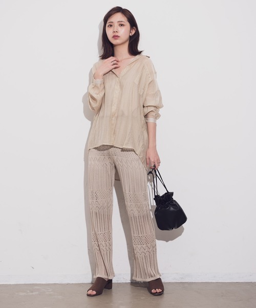 Aunt Marie's(アントマリーズ)の「AUNT MARIE'S クロシェニットパンツ(その他パンツ・レディース・ベージュ/グリーン/ナチュラル・FREE)」の7枚目の写真