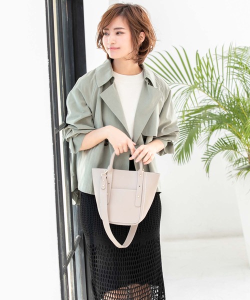 Edit Sheen(エディットシーン)の「ホワイトステッチミニトート(ハンドバッグ・レディース・ブラック/ベージュ・FREE)」の1枚目の写真