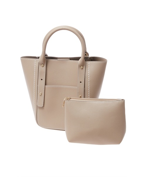 Edit Sheen(エディットシーン)の「ホワイトステッチミニトート(ハンドバッグ・レディース・ブラック/ベージュ・FREE)」の8枚目の写真