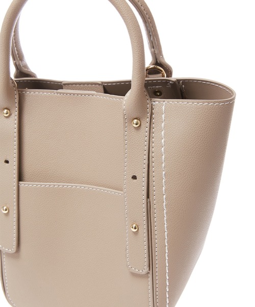 Edit Sheen(エディットシーン)の「ホワイトステッチミニトート(ハンドバッグ・レディース・ブラック/ベージュ・FREE)」の6枚目の写真