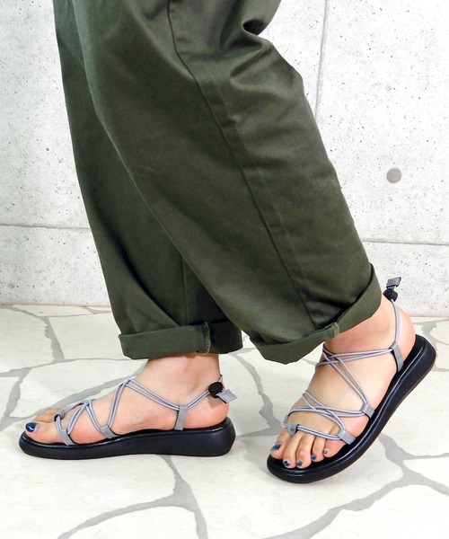 minia(ミニア)の「コードデザインの編み上げゴムスポーツサンダル/フラットサンダル □(サンダル・レディース・ブラック/ブラウン/グレー/カーキ・LL/S/M/L)」の16枚目の写真