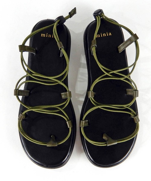 minia(ミニア)の「コードデザインの編み上げゴムスポーツサンダル/フラットサンダル □(サンダル・レディース・ブラック/ブラウン/グレー/カーキ・LL/S/M/L)」の8枚目の写真