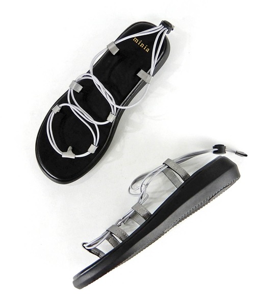 minia(ミニア)の「コードデザインの編み上げゴムスポーツサンダル/フラットサンダル □(サンダル・レディース・ブラック/ブラウン/グレー/カーキ・LL/S/M/L)」の19枚目の写真